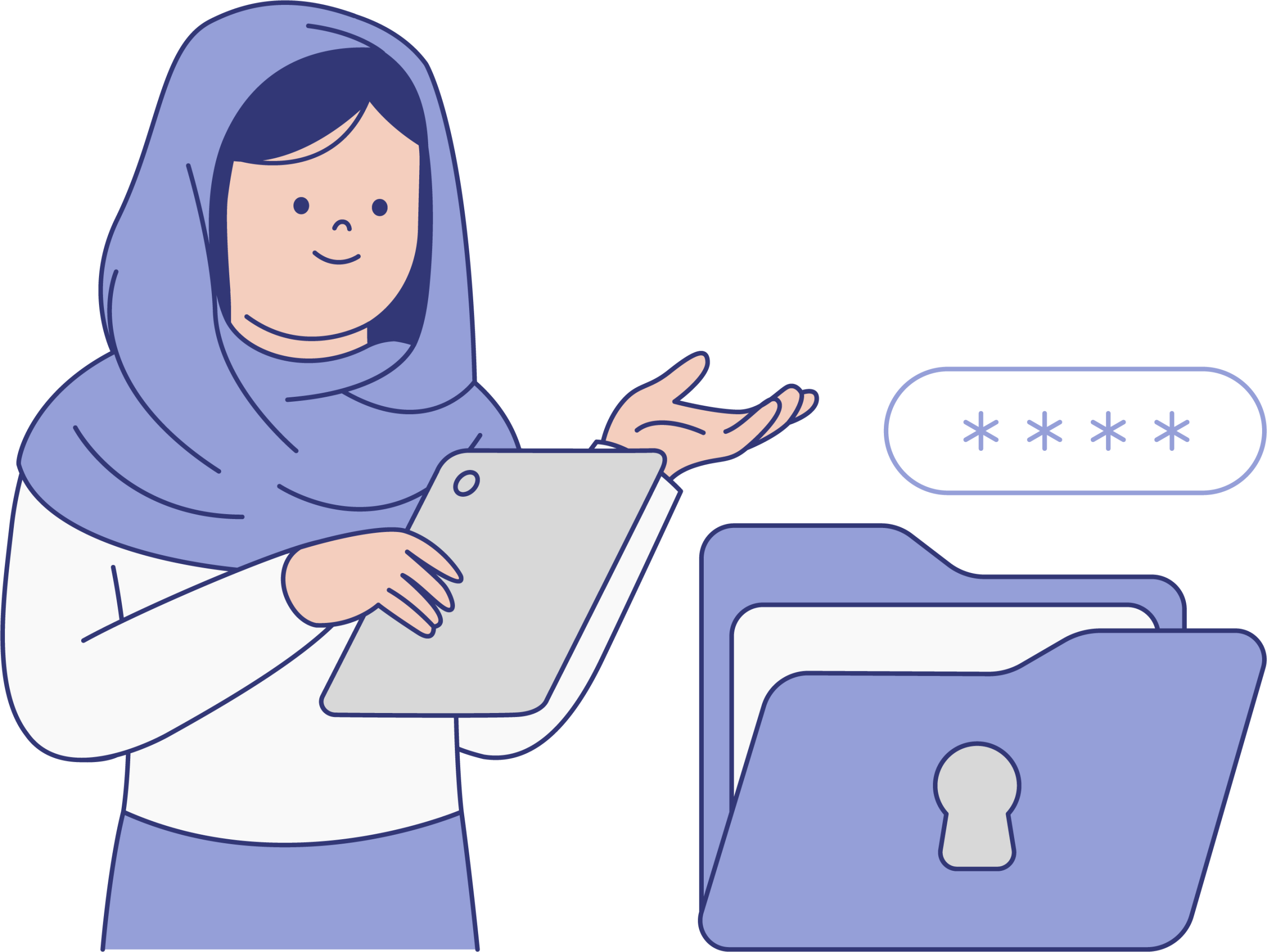 Woman Managing Secure Data Driven Business Information Illustration